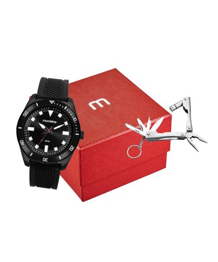 kit relógio masculino mondaine 32657gpmvpi2k analógico preto UNICO