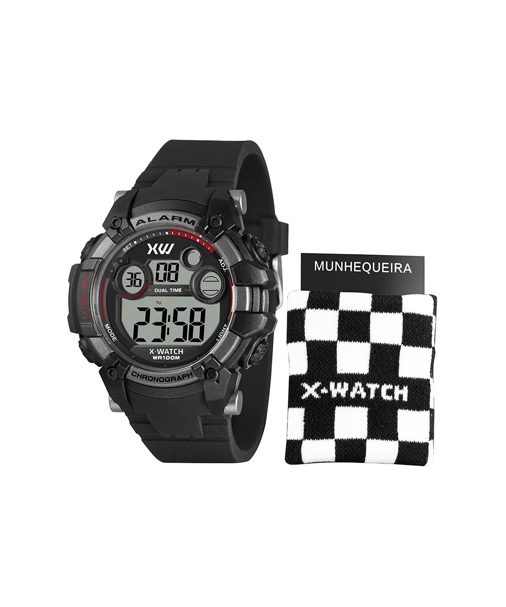 kit relógio masculino x-watch xmppd787k0bkbxpx digital preto