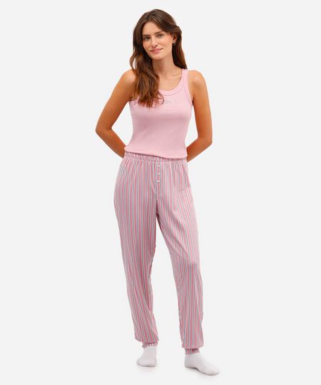 calça de pijama avulsa feminina listrada rosa P calça de pijama avulsa feminina listrada rosa P