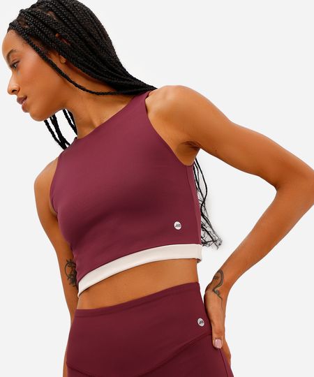 cropped feminino esportivo ace bicolor vinho P