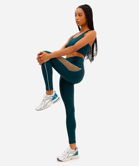 calça legging feminina esportiva ace com recortes azul M
