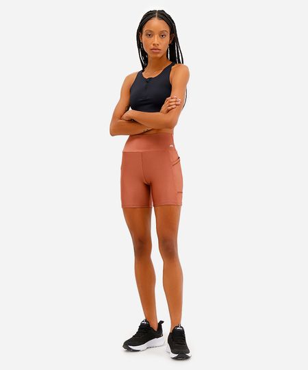 bermuda brilho com bolso cintura alta esportiva ace bronze M