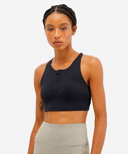 top feminino esportivo ace com zíper preto M