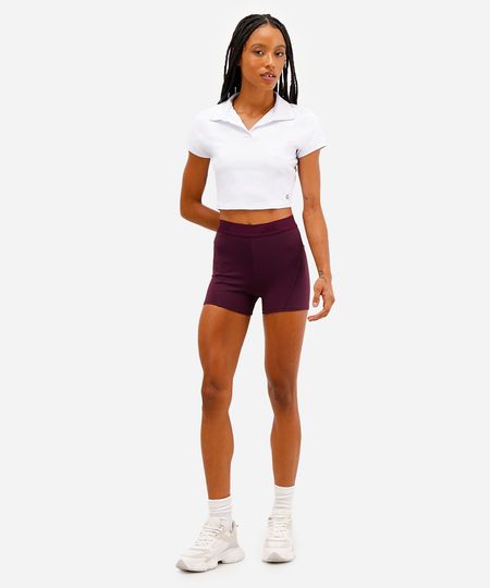 short feminino com recortes esportivo ace roxo P