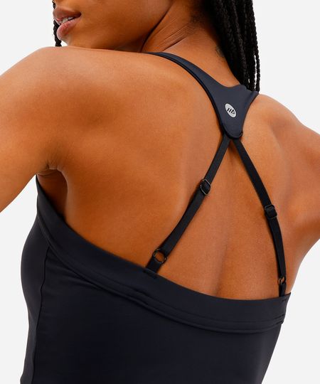 top nadador feminino esportivo ace com bojo removível preto M
