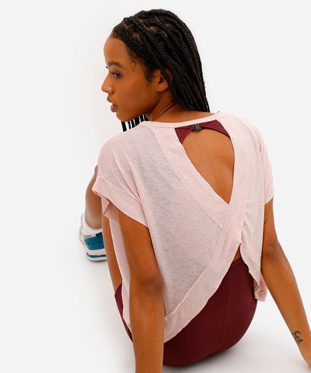 blusa feminina esportiva ace com recorte rosa G blusa feminina esportiva ace com recorte rosa G