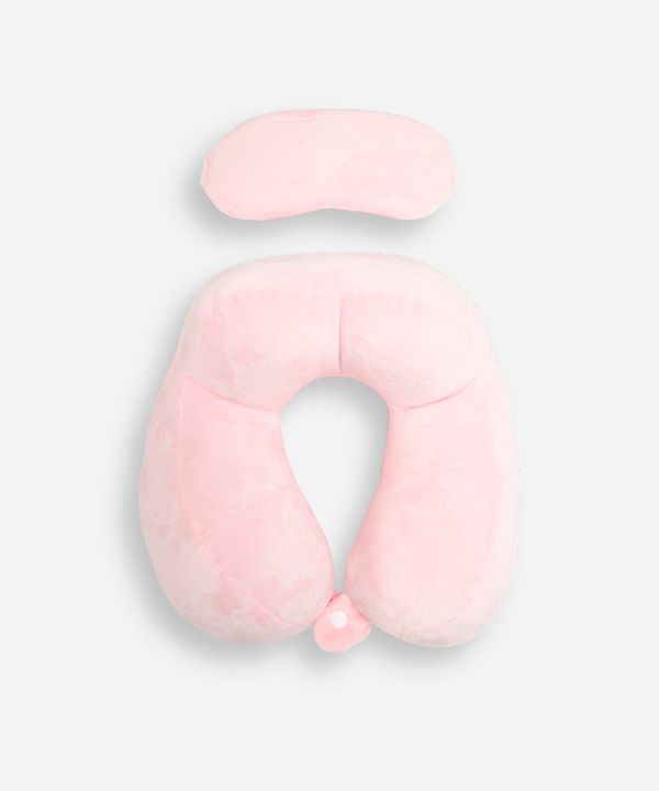 apoio de pescoço com máscara de dormir rosa UNICO