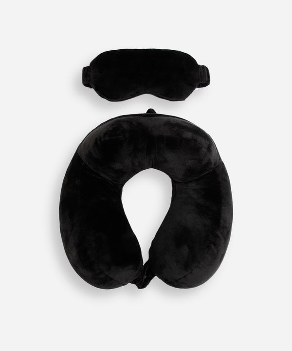 apoio de pescoço com máscara de dormir preto UNICO