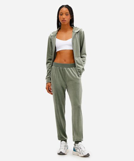 calça reta de plush cintura alta esportiva ace - verde G