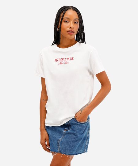 camiseta feminina de algodão fiz o que pude off white P