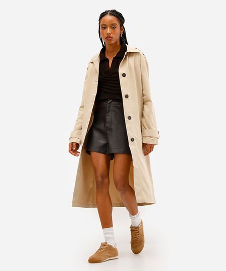 trench coat feminino oversized bege PP