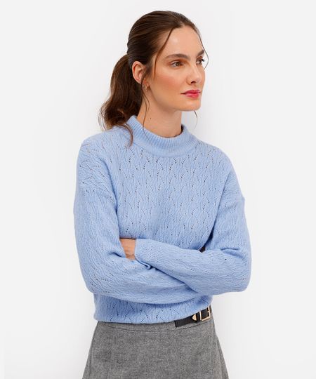 suéter feminino texturizado azul P