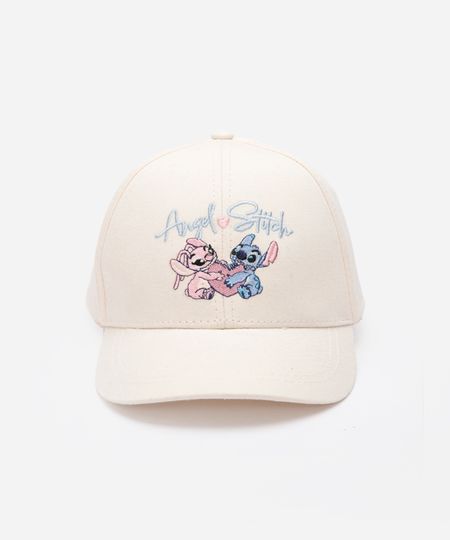 boné infantil de sarja aba curva angel e stitch off white UNICO