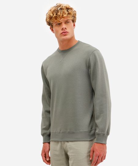 blusão básico masculino de moletom felpado gola careca verde P