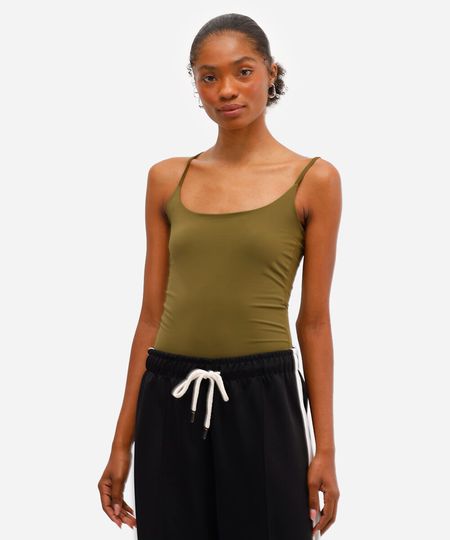 body cavado de poliamida alças finas verde M body cavado de poliamida alças finas verde M