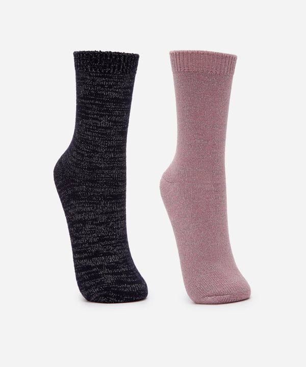 kit de 2 meias cano longo de tricot com lurex colorido 34-39