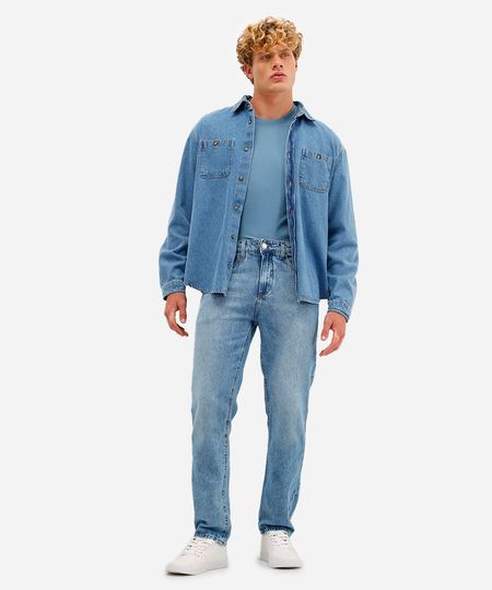 calça reta masculina jeans azul 38