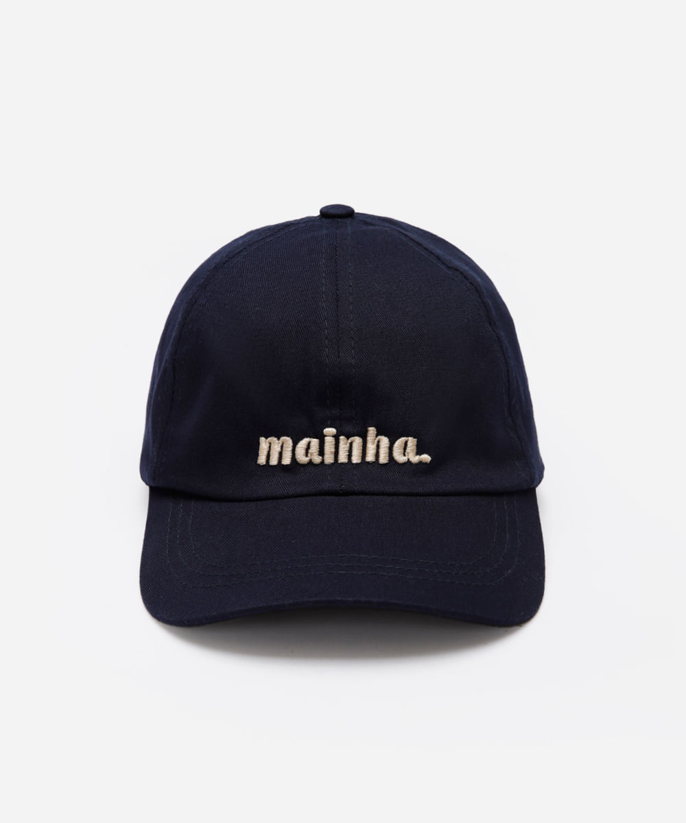 boné aba curva com bordado mainha azul
