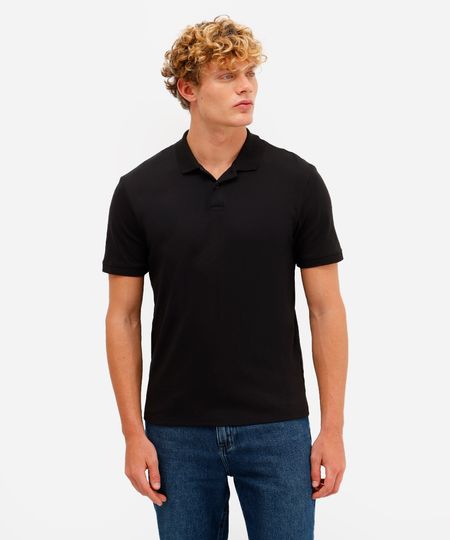 polo masculina de algodão peruano bold manga curta preta G polo masculina de algodão peruano bold manga curta preta G