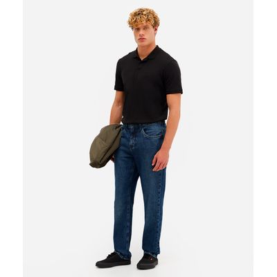calça reta masculina jeans azul