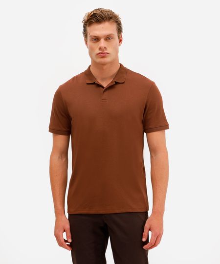 polo masculina de algodão peruano manga curta marrom P