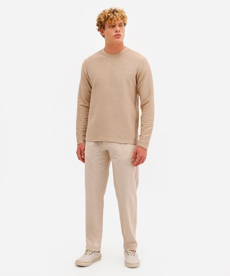 calça jogger masculina de algodão cós elástico bege 38 calça jogger masculina de algodão cós elástico bege 38