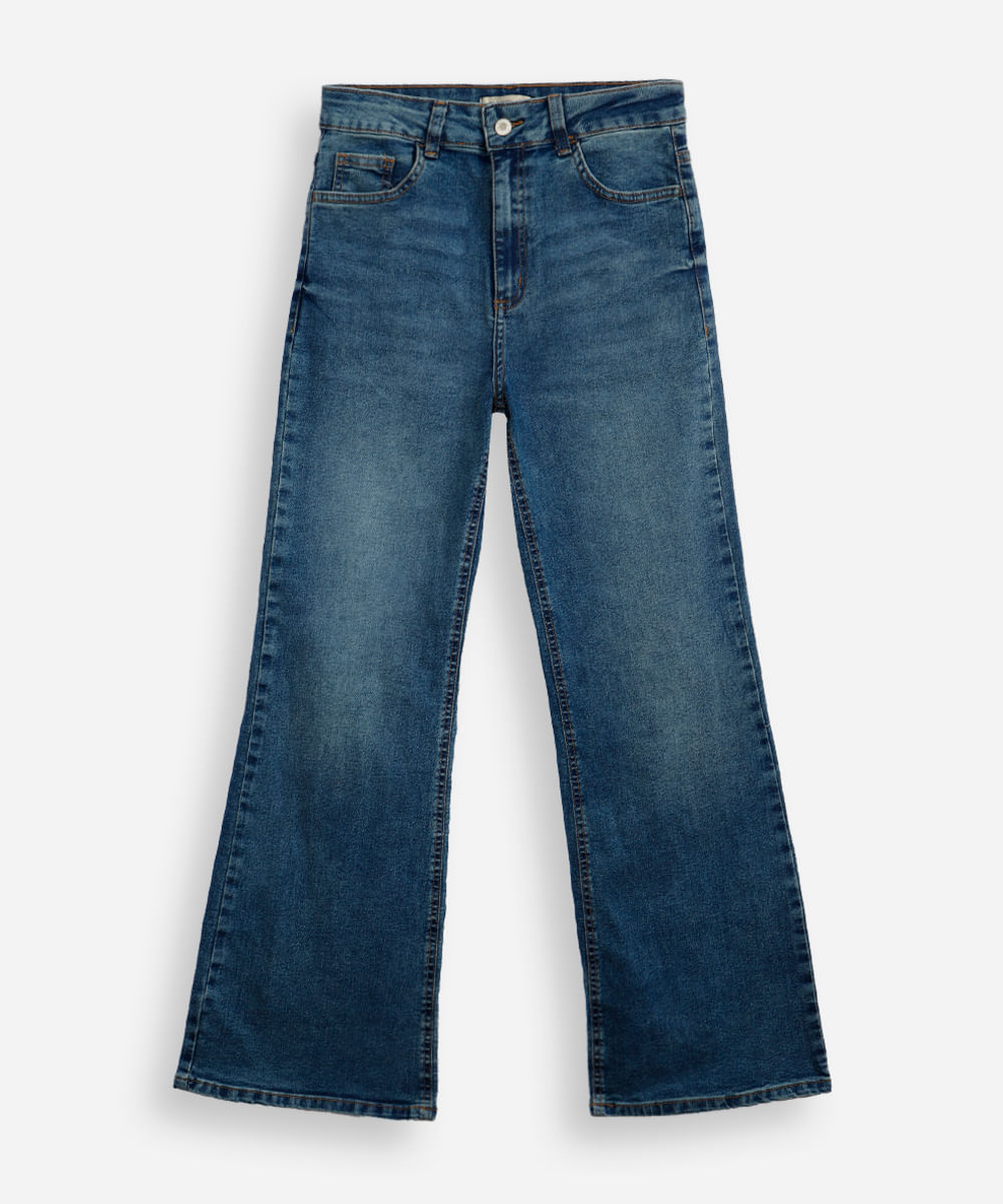 calça flare juvenil jeans azul