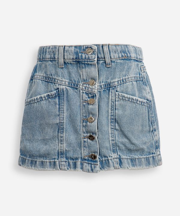 saia curta infantil jeans com botões azul 10
