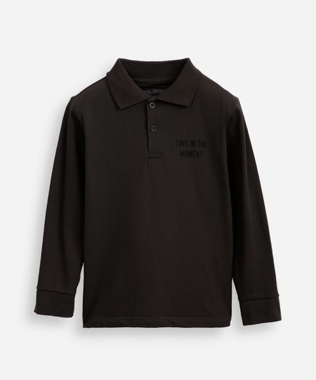 polo de algodão piquet infantil manga longa cinza 4