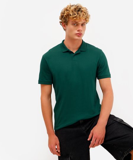 polo masculina de algodão peruano manga curta verde P