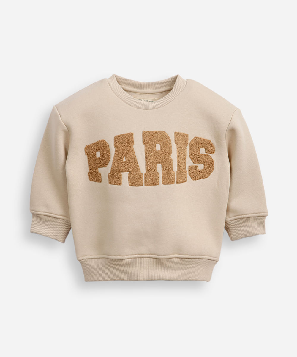 blusão de moletom infantil paris bege