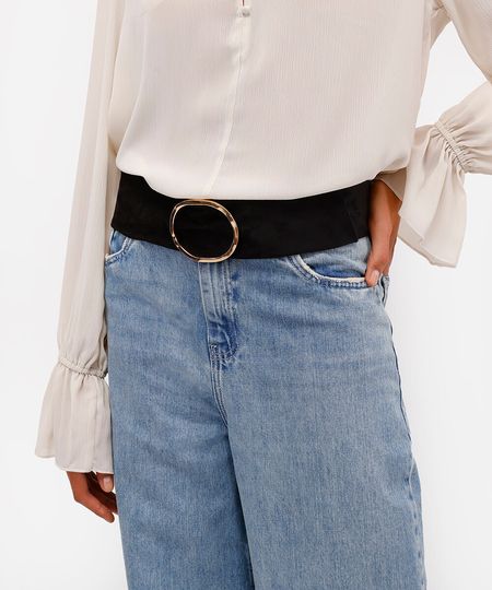 cinto feminino de suede com fivela texturizada preto G cinto feminino de suede com fivela texturizada preto G