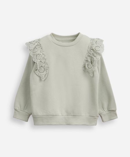 blusão de moletom infantil babado de laise verde 8 blusão de moletom infantil babado de laise verde 8