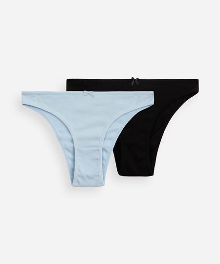 kit de 2 calcinhas biquíni de algodão canelado colorido P kit de 2 calcinhas biquíni de algodão canelado colorido P