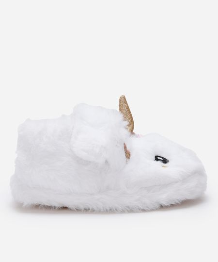 pantufa infantil unicórnio com antiderrapante branca 17-18 pantufa infantil unicórnio com antiderrapante branca 17-18
