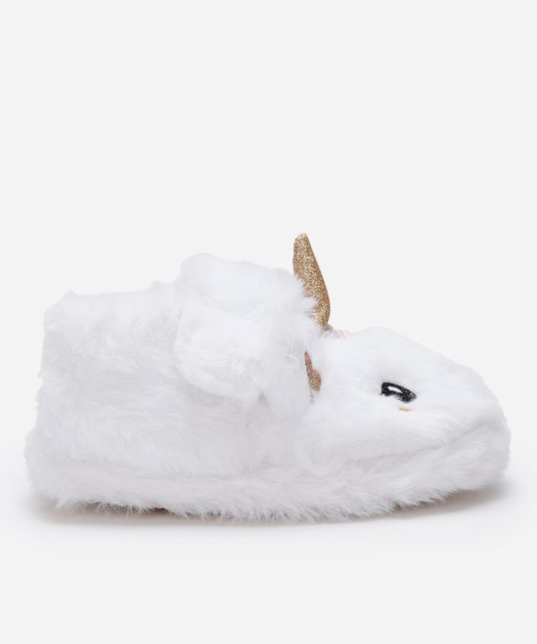 pantufa infantil unicórnio com antiderrapante branca 21-22