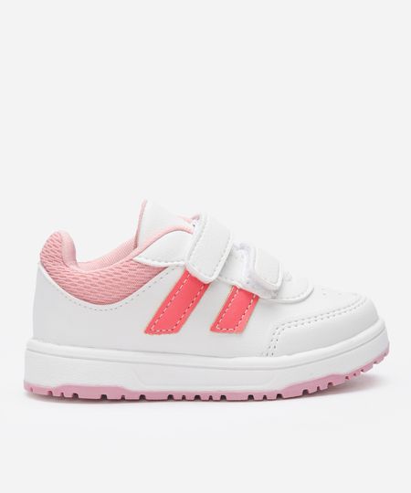 tênis casual infantil com velcro bicolor branco 22 tênis casual infantil com velcro bicolor branco 22