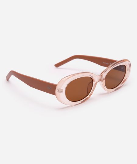óculos de sol oval marrom UNICO