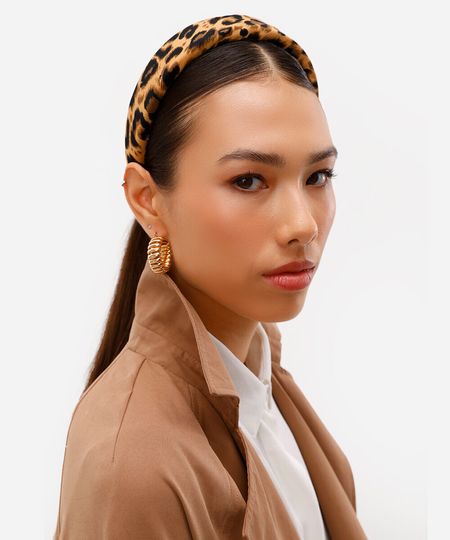 tiara de cabelo animal print bege UNICO tiara de cabelo animal print bege UNICO