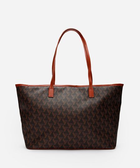 bolsa shopper feminina geométrica marrom UNICO