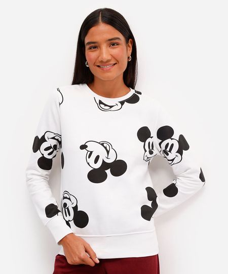 blusão feminino de moletom felpado mickey off white GG