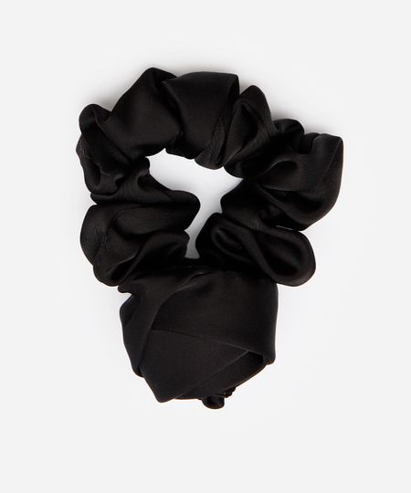 elástico de cabelo feminino scrunchie floral preto UNICO