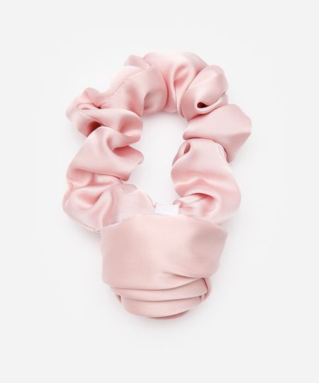 elástico de cabelo feminino scrunchie floral rosa UNICO