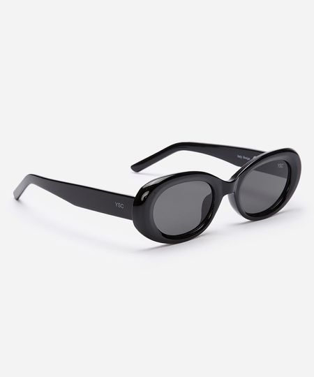 óculos de sol oval preto UNICO