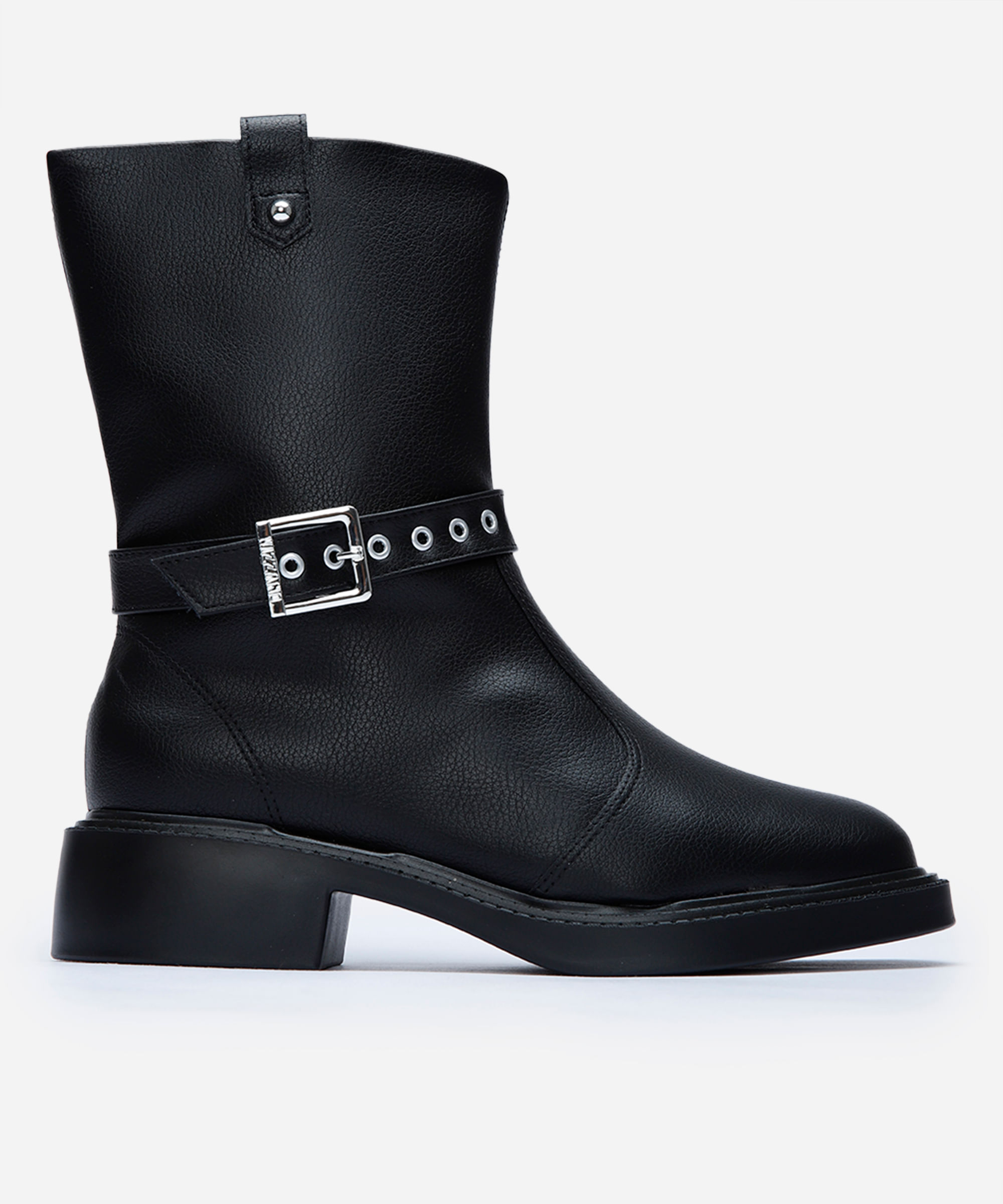 bota cano médio feminina com fivela vizzano preta