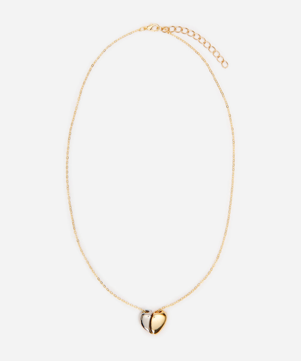 colar pingente de coração colorido