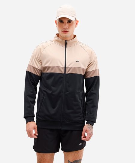 jaqueta com bolsos e recortes esportiva ace bege P