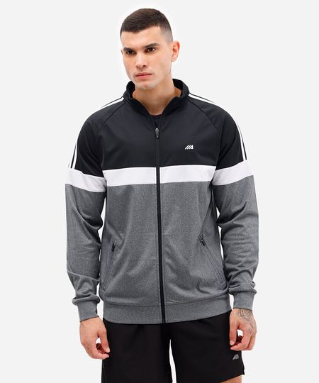 jaqueta com bolsos e recortes esportiva ace cinza P