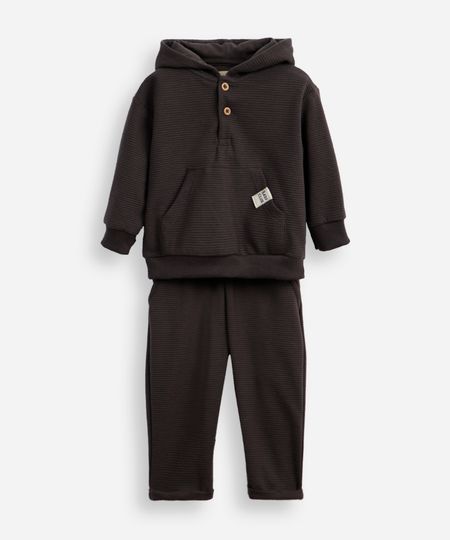 conjunto de moletom infantil canelado com capuz cinza 5 conjunto de moletom infantil canelado com capuz cinza 5