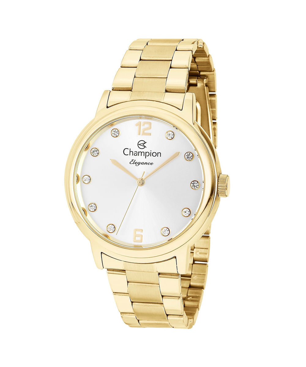 relógio feminino champion cn28437w analógico dourado